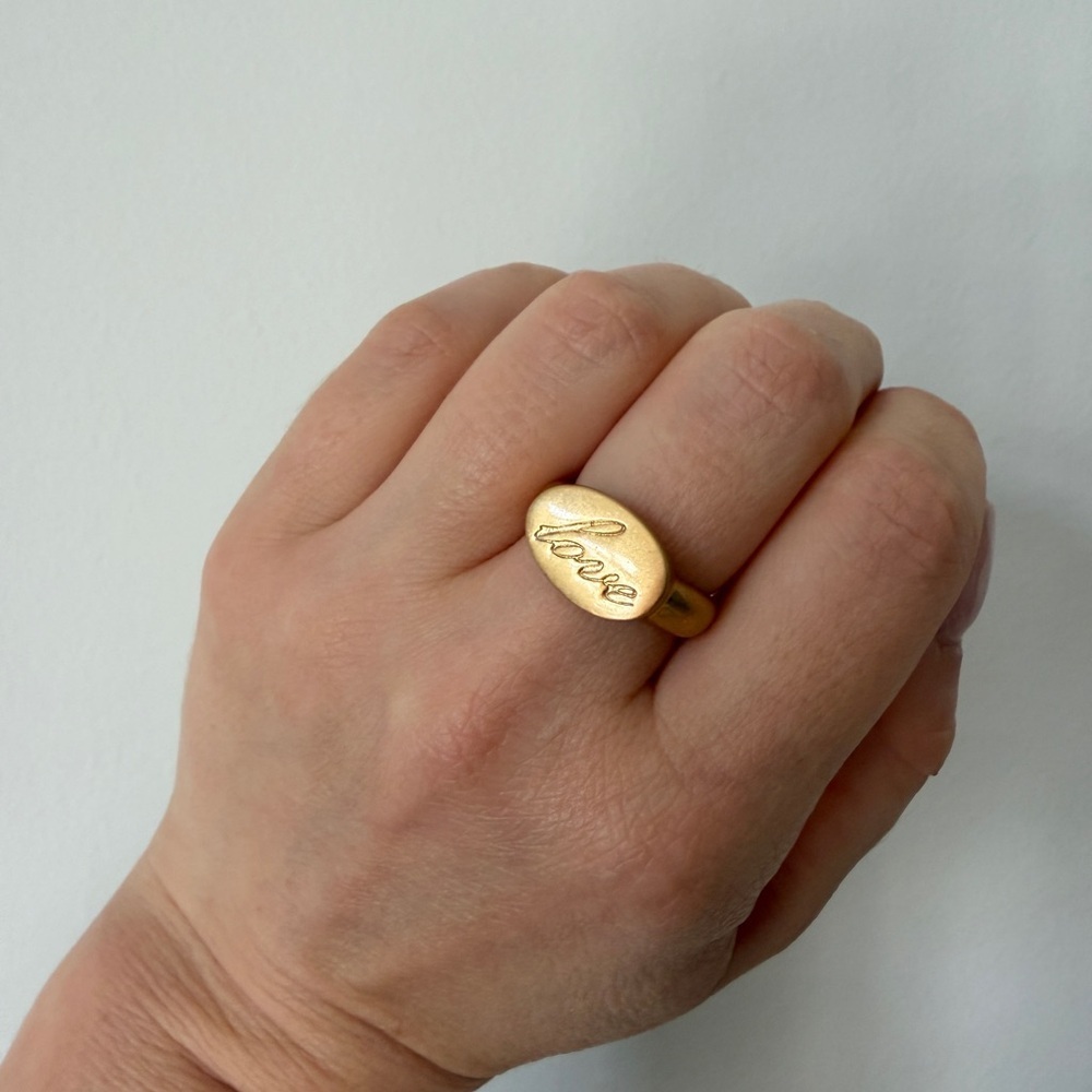 Gold 'Love' Engraved Ring - Picture 1 of 4